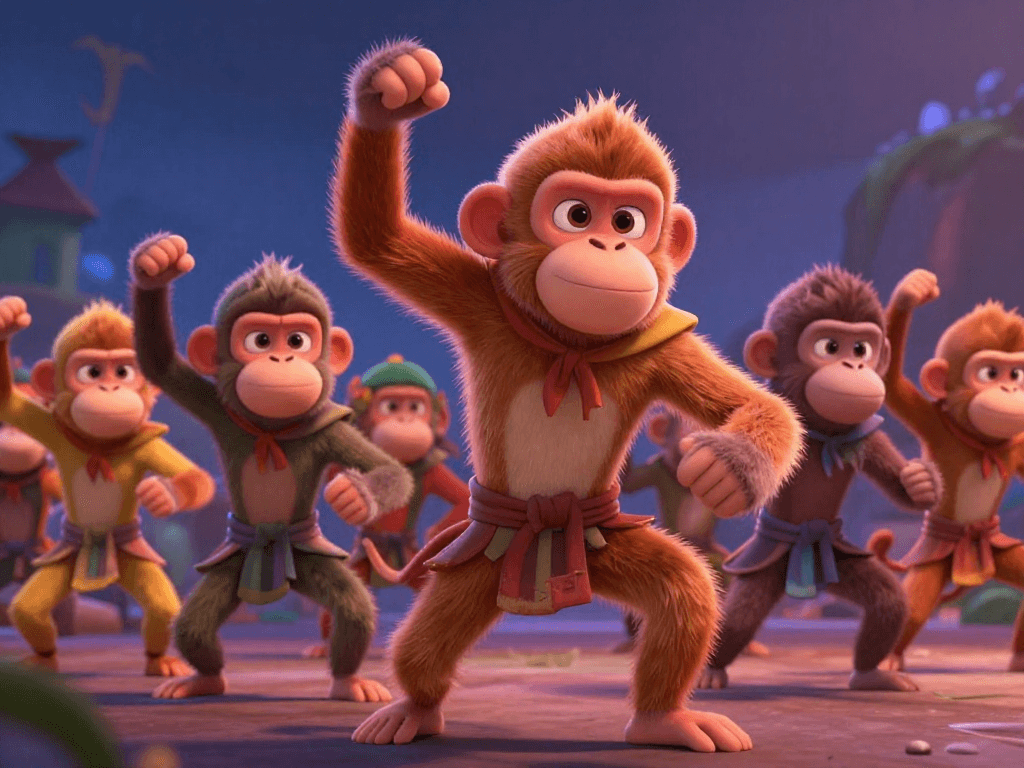 Playful monkeys in the forest